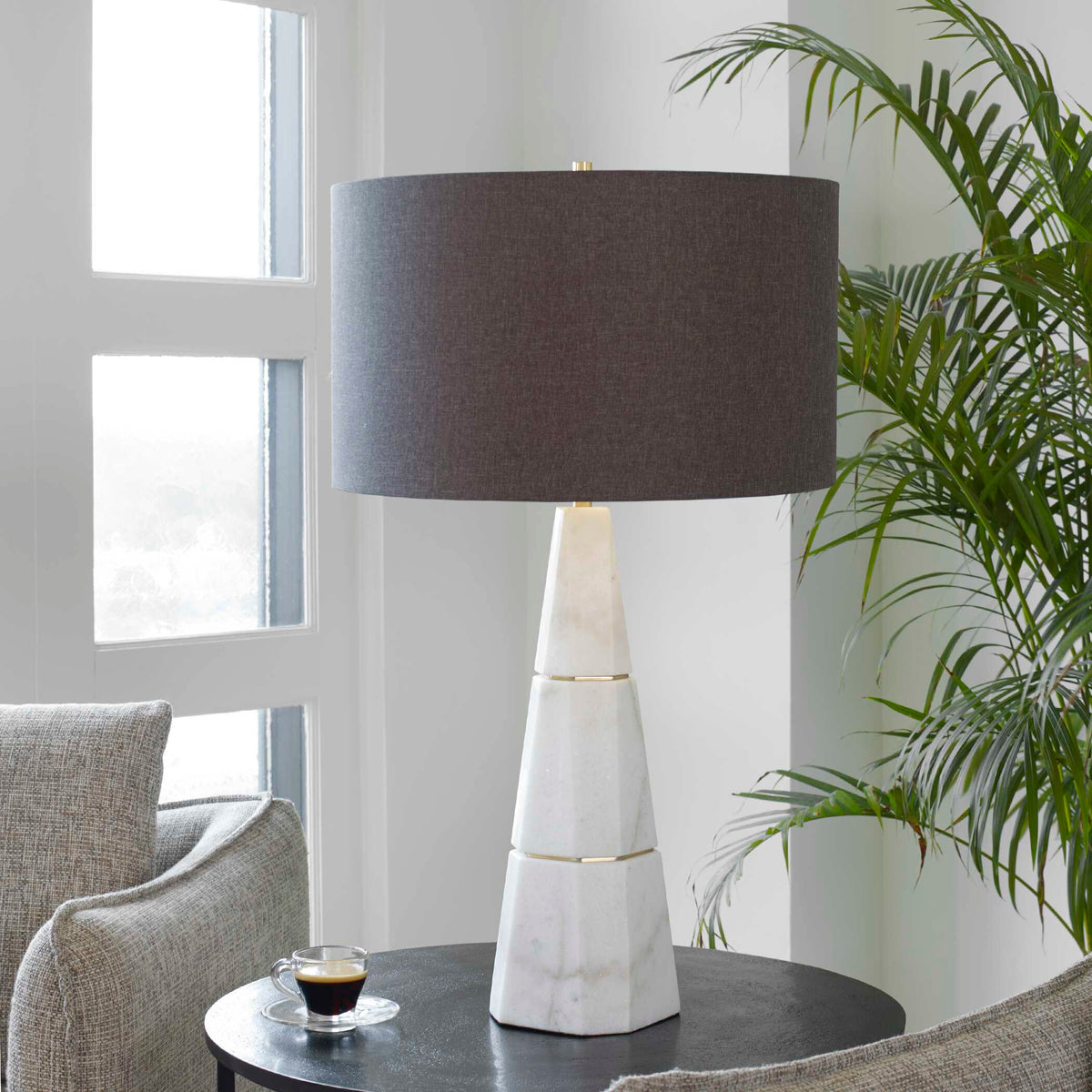 Citadel Marble Table Lamp - Dark Gray / White by Uttermost - View 2