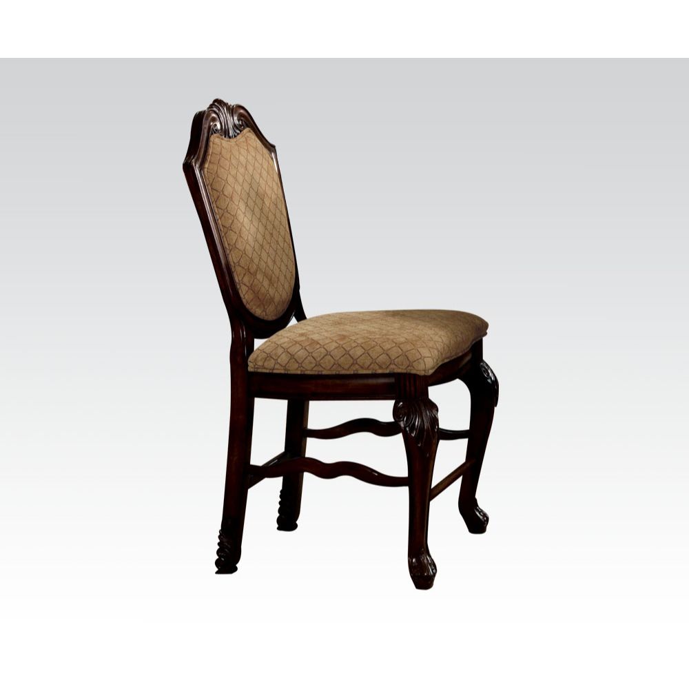Acme - Chateau De Ville Counter Height Chair (Set-2) 64084 Fabric & Espresso Finish