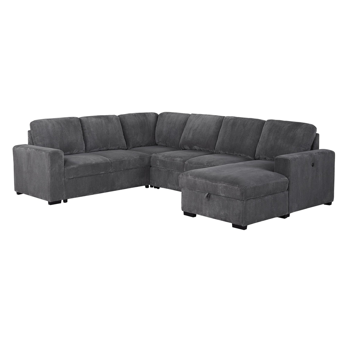 Modern Melody Grey Sectional Sofa with Pullout Bed Feature in 100% Polyester Fabric - sold by Home Elegance USA