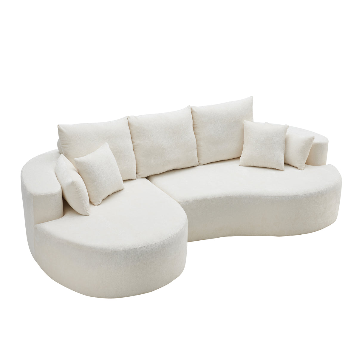 Cloud Curved Sectional Sofa with Chaise - Snow White, High-Elastic Foam, 106 in.
