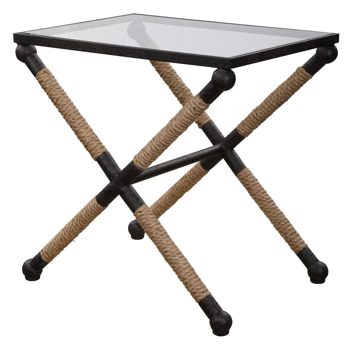 Braddock Coastal Accent Table - Black / Beige by Uttermost - View 3
