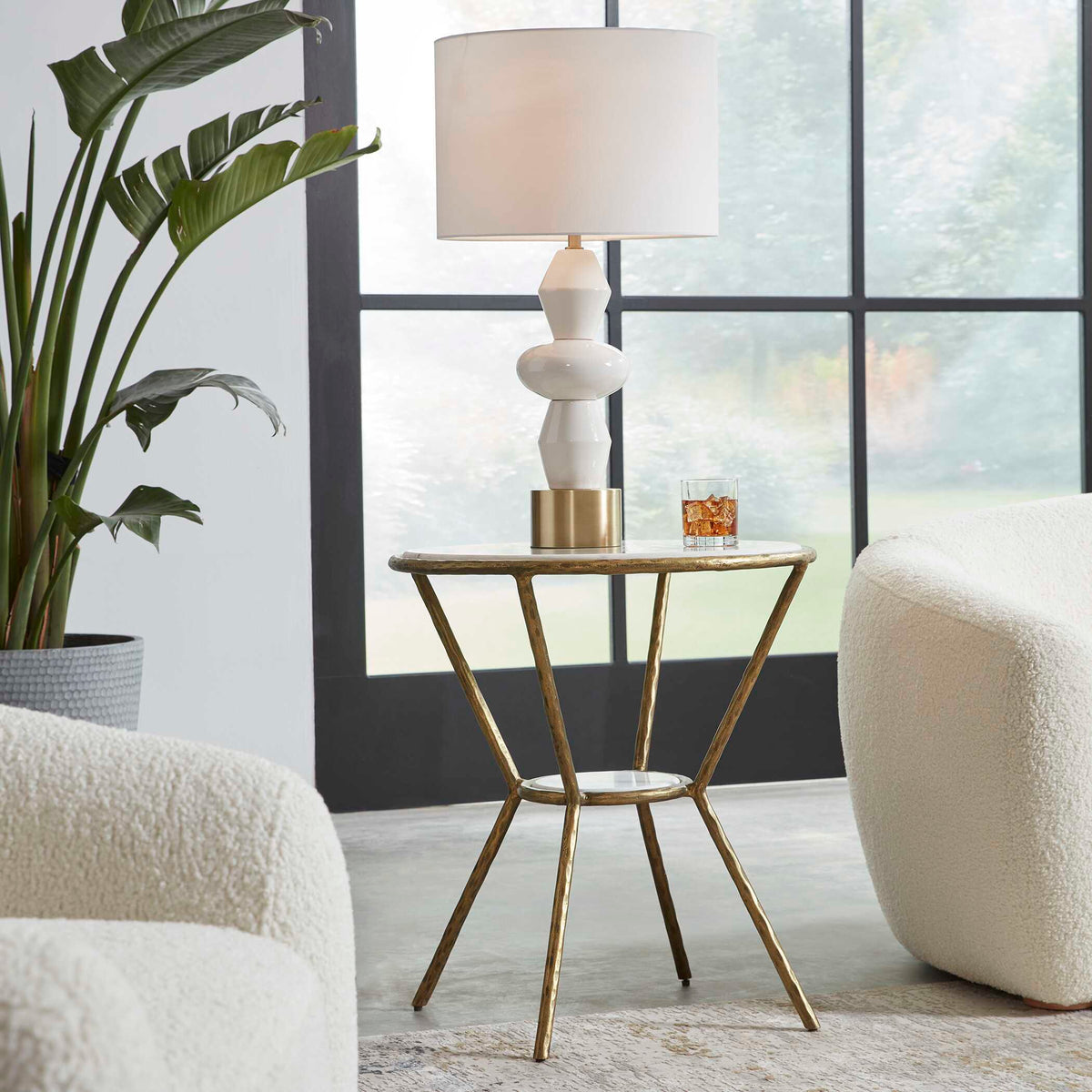Refuge Round White Side Table by Uttermost - View 2