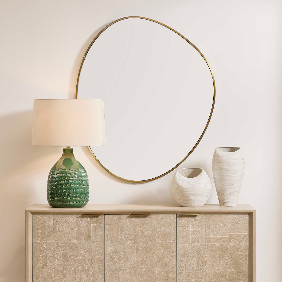 Distort Mirror Antique Brass - Gold by Uttermost - View 2