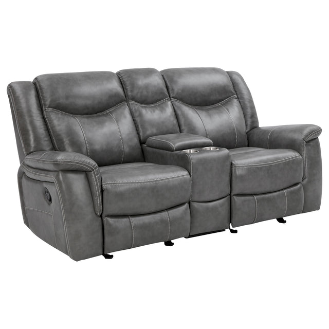 Glider Loveseat W/ Power Outlet - Conrad Upholstered Motion Loveseat Cool Grey