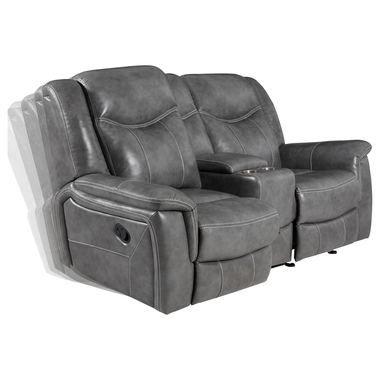 Glider Loveseat W/ Power Outlet - Conrad Upholstered Motion Loveseat Cool Grey