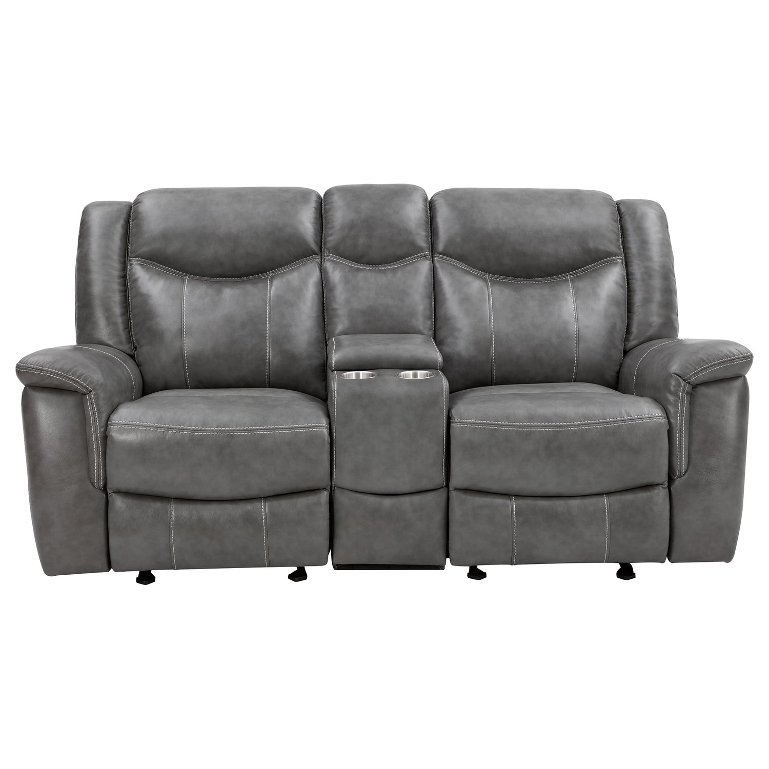 Glider Loveseat W/ Power Outlet - Conrad Upholstered Motion Loveseat Cool Grey