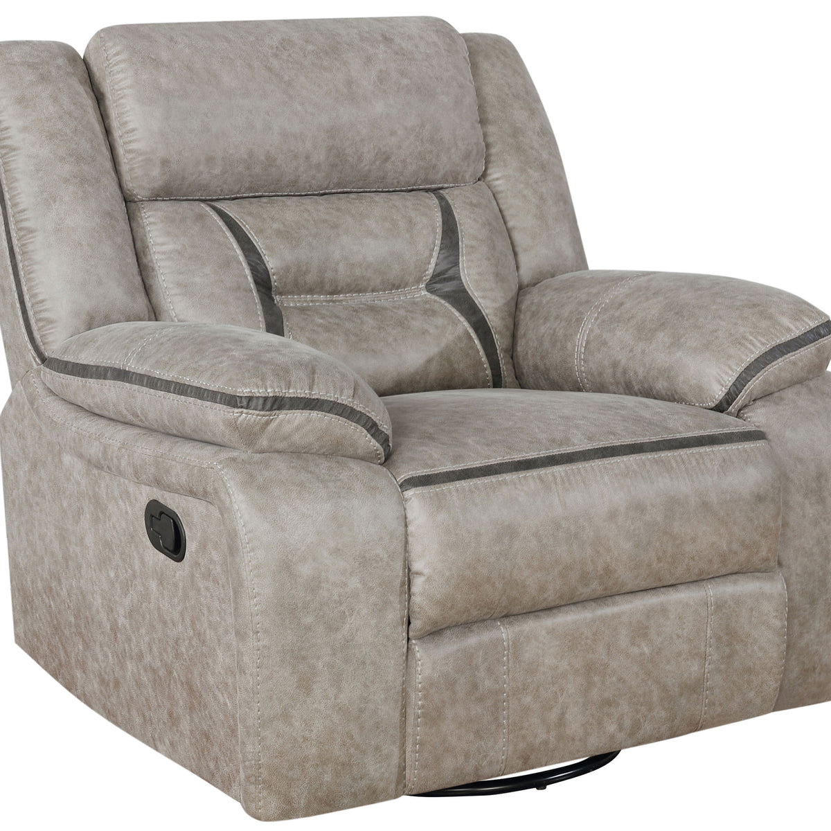 Greer Upholstered Swivel Glider Recliner Chair Taupe