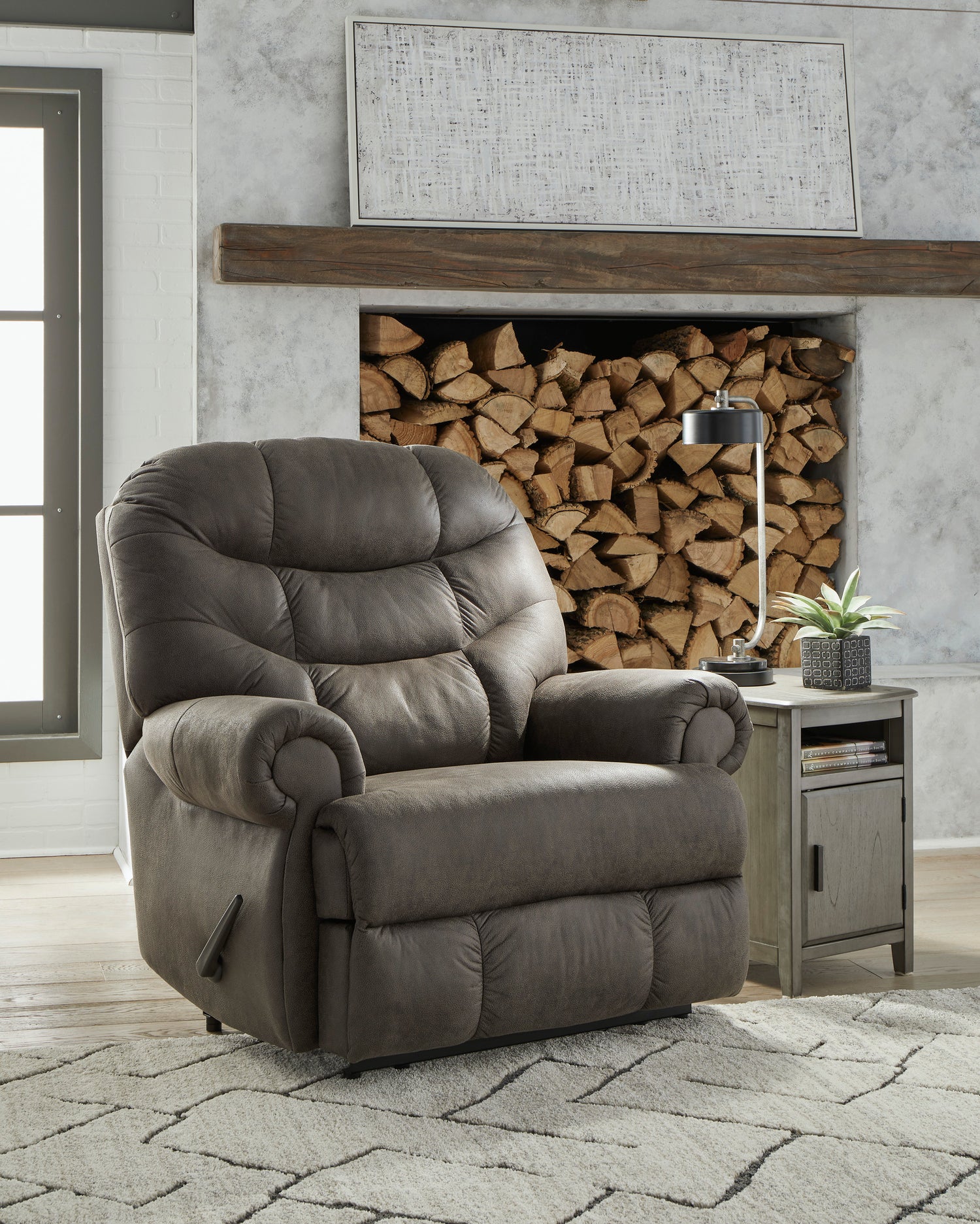 Recliner Camera Time - Gunmetal Leather | Ashley - Home Elegance USA