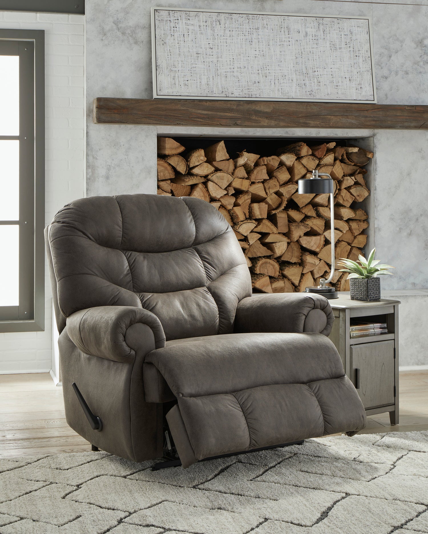 Recliner Camera Time - Gunmetal Leather | Ashley - Home Elegance USA