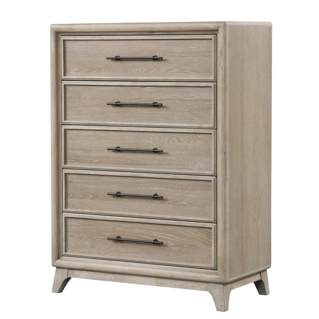 Transitional Style 1pc Chest with Metal Handles, Angled Legs, Ball Bearing Glides, Oak Finish Furniture in Warm Oak