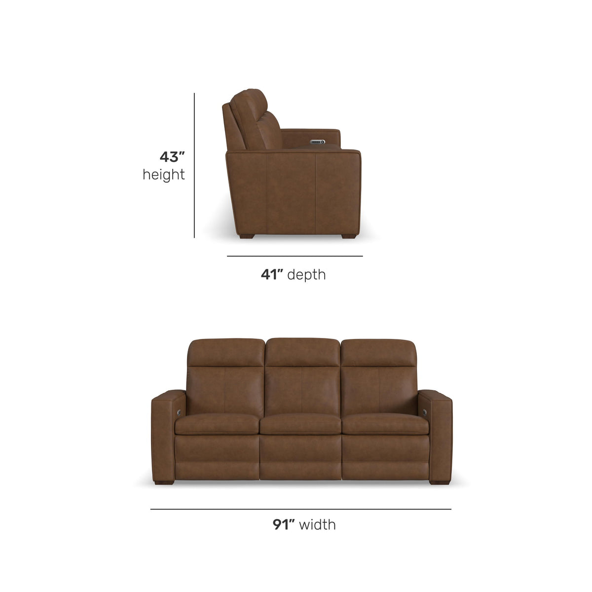 Dutch Power Reclining Sofa With Console, Power Headrest, & Lumbar - Dark Brown | Flexsteel