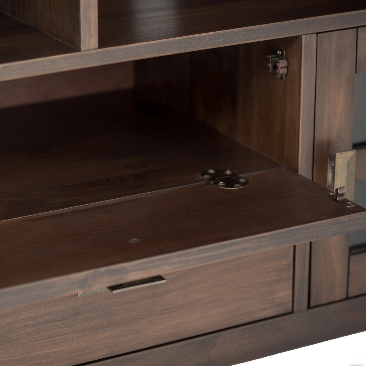 Artisan 72 inch Wide Solid Wood TV Stand in Natural Aged Brown For TVs up to 80 inches - sold by Home Elegance USA