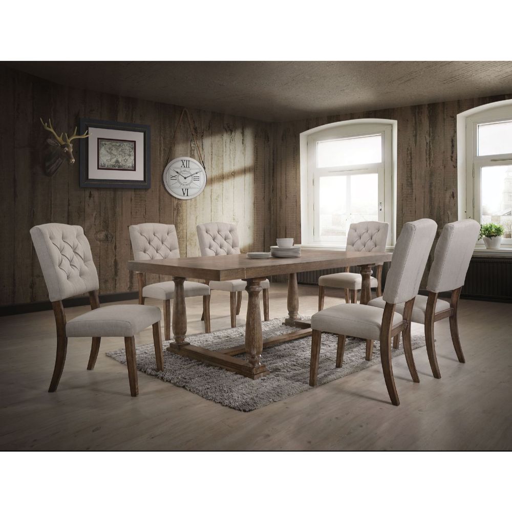 Bernard Dining Table 66185 Weathered Oak Finish | Acme | Home Elegance USA