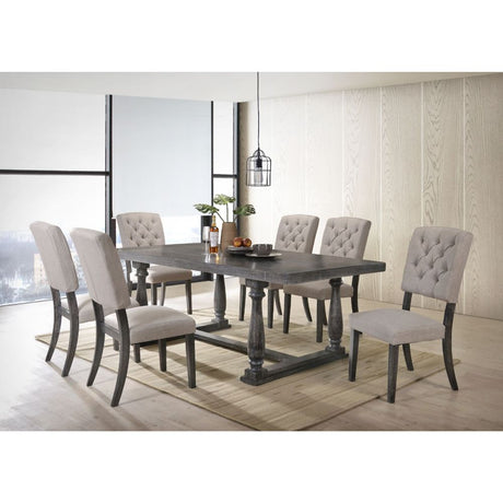 Bernard Dining Table 66190 Weathered Gray Oak Finish | Acme | Home Elegance USA
