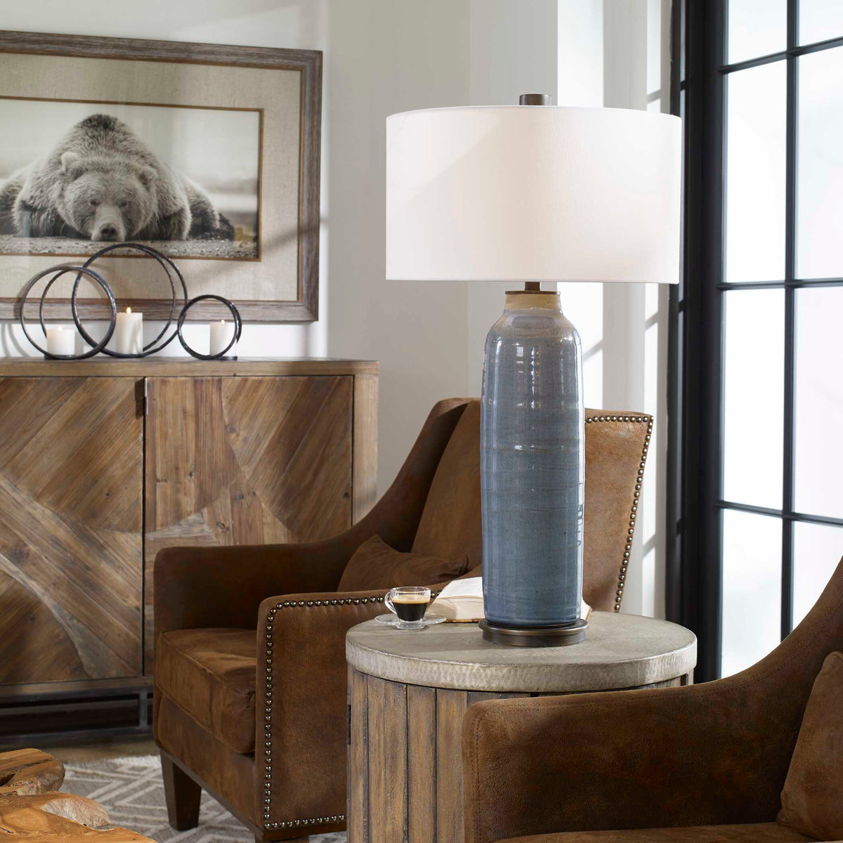 Vicente Slate Table Lamp - Blue / White by Uttermost - View 2