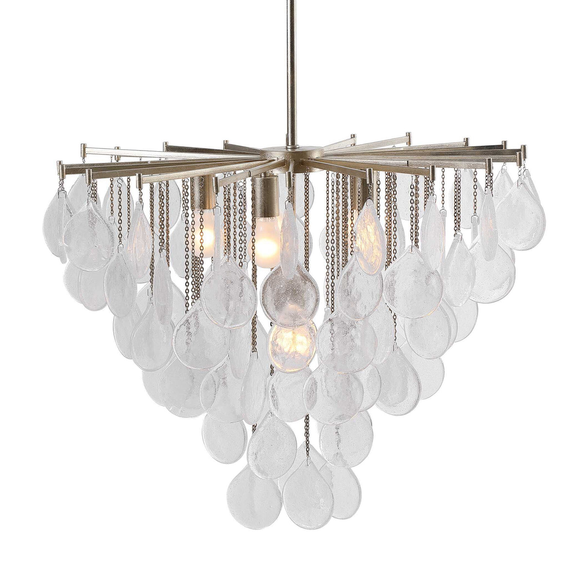 Goccia 6 Light Tear Drop Glass Pendant White - Gold by Uttermost - View 4