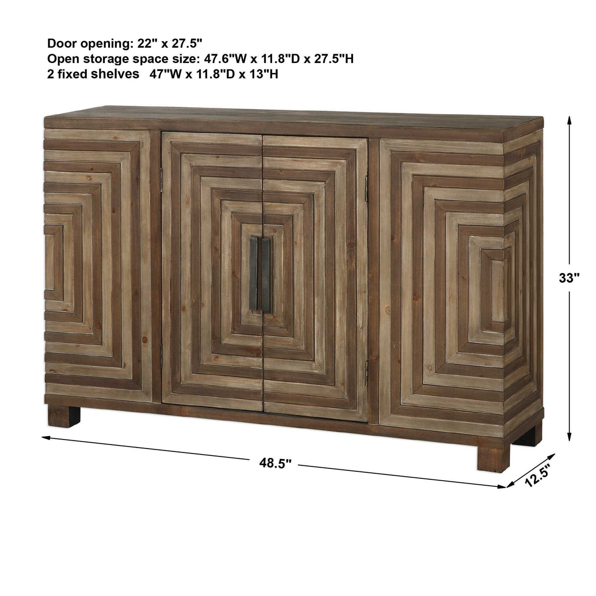 Layton Geometric Console Cabinet - Light Brown by Uttermost - View 8