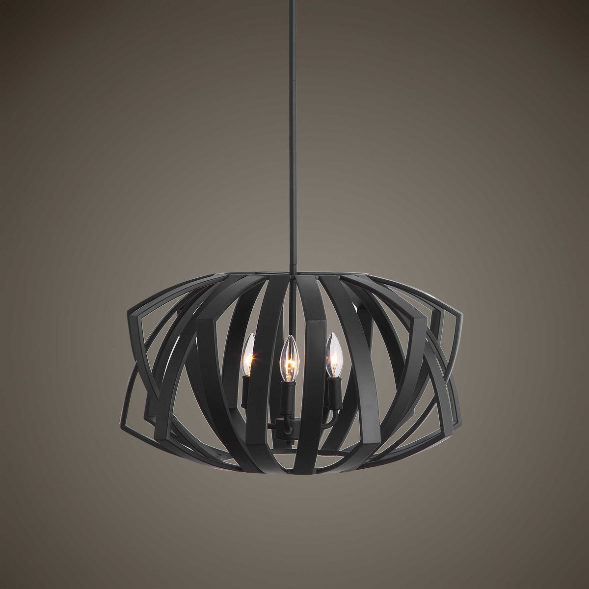 Thales Geometric 3 Light Pendant - Black by Uttermost - View 4