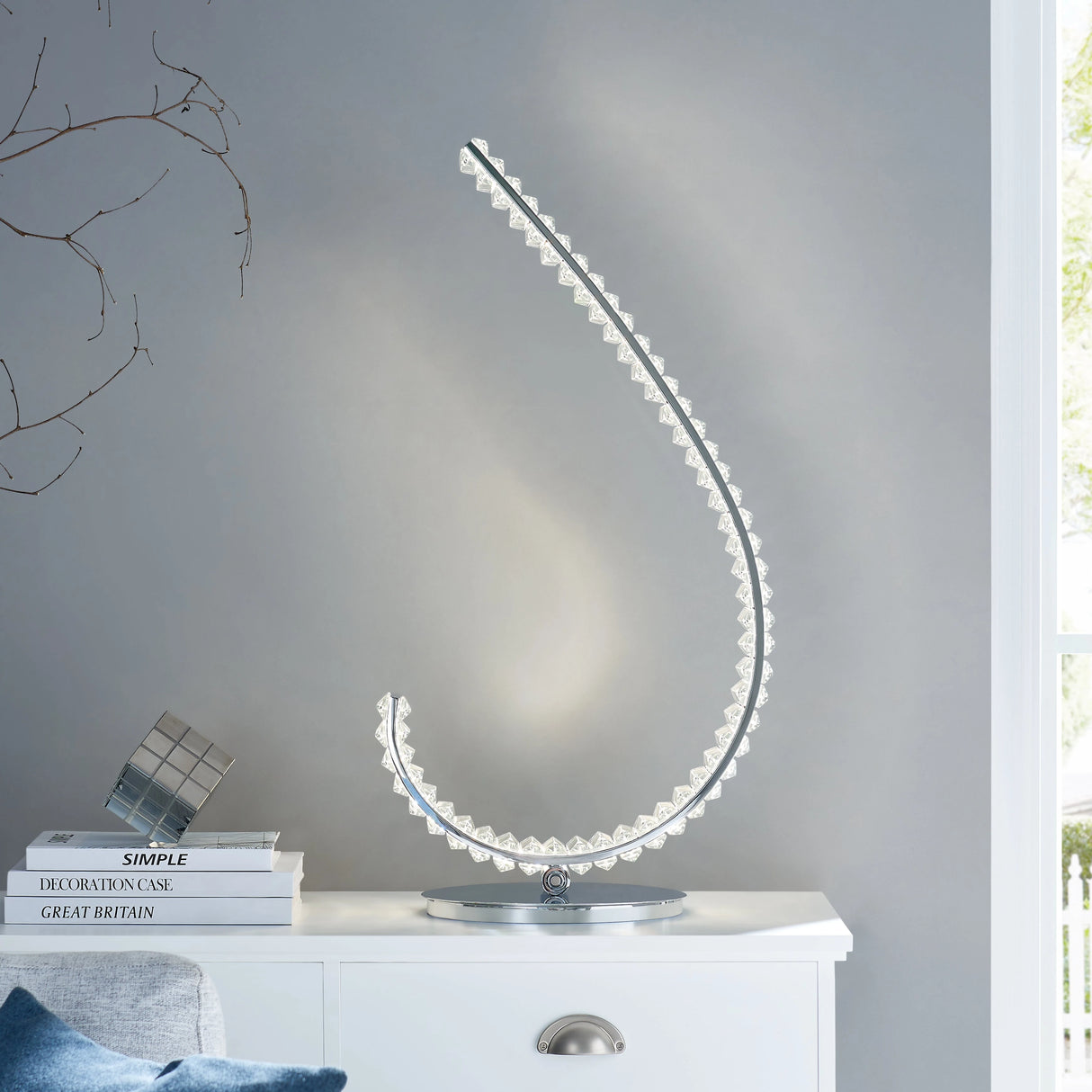 Lámpara de mesa Grace Crystal de 16 W // Táctil y regulable (cromada) | Finesse