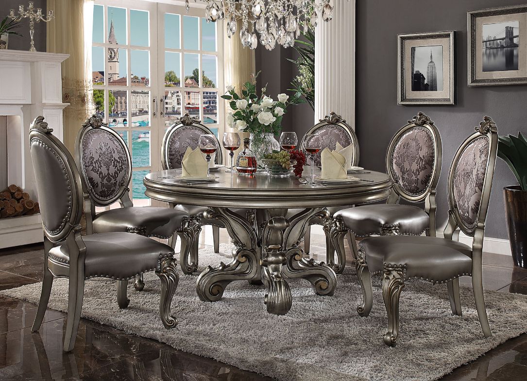 Acme - Versailles Dining Table 66840 Antique Platinum Finish