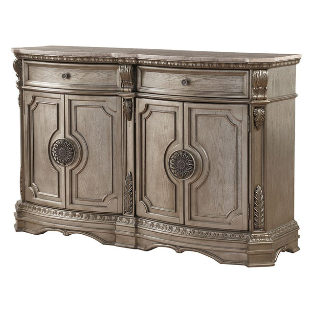 Acme - Northville Server W/Marble Top 66925 Marble Top & Antique Silver Finish