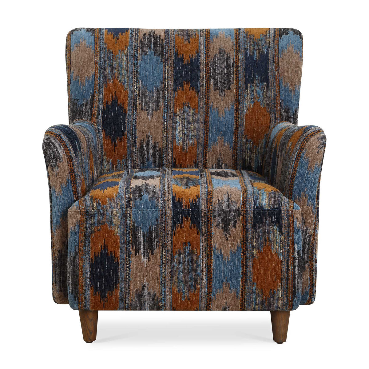 Lainey Upholstered Ikat Armchair Blue / Brown / Orange - Blue / Dark Brown by Uttermost - View 1