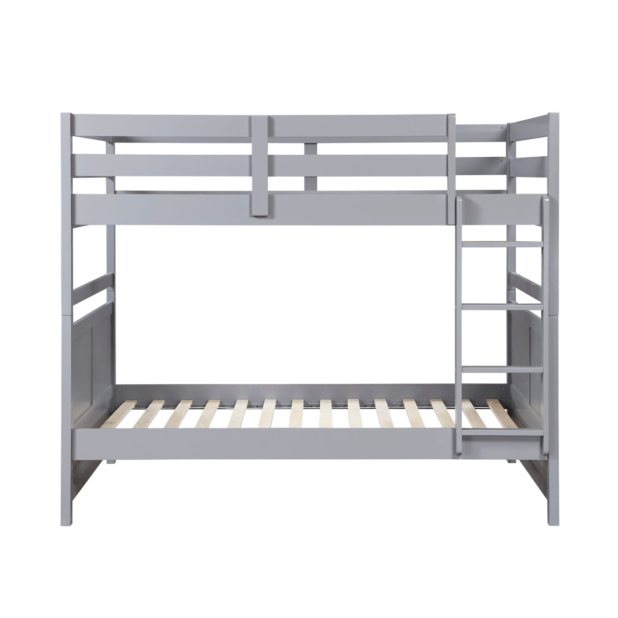 Bunk Bed Full Over Full Gray Finish Sturdy Wood Frame Guard Rails Youth Bedroom Furniture 1pc - sold by Home Elegance USA