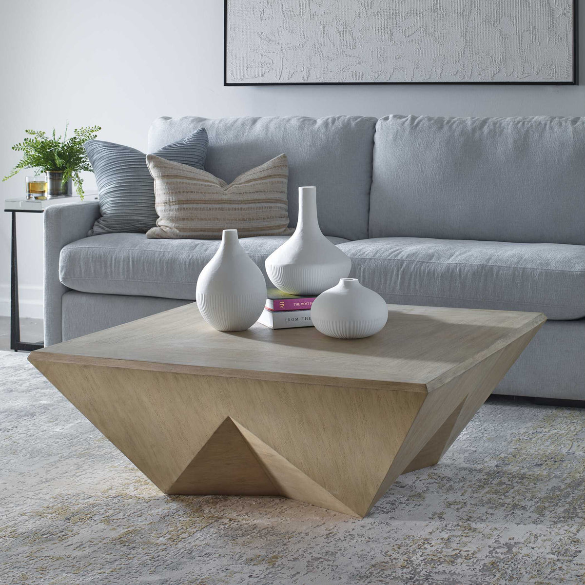 Collins Modern Coffee Table - Light Gray by Uttermost - View 3