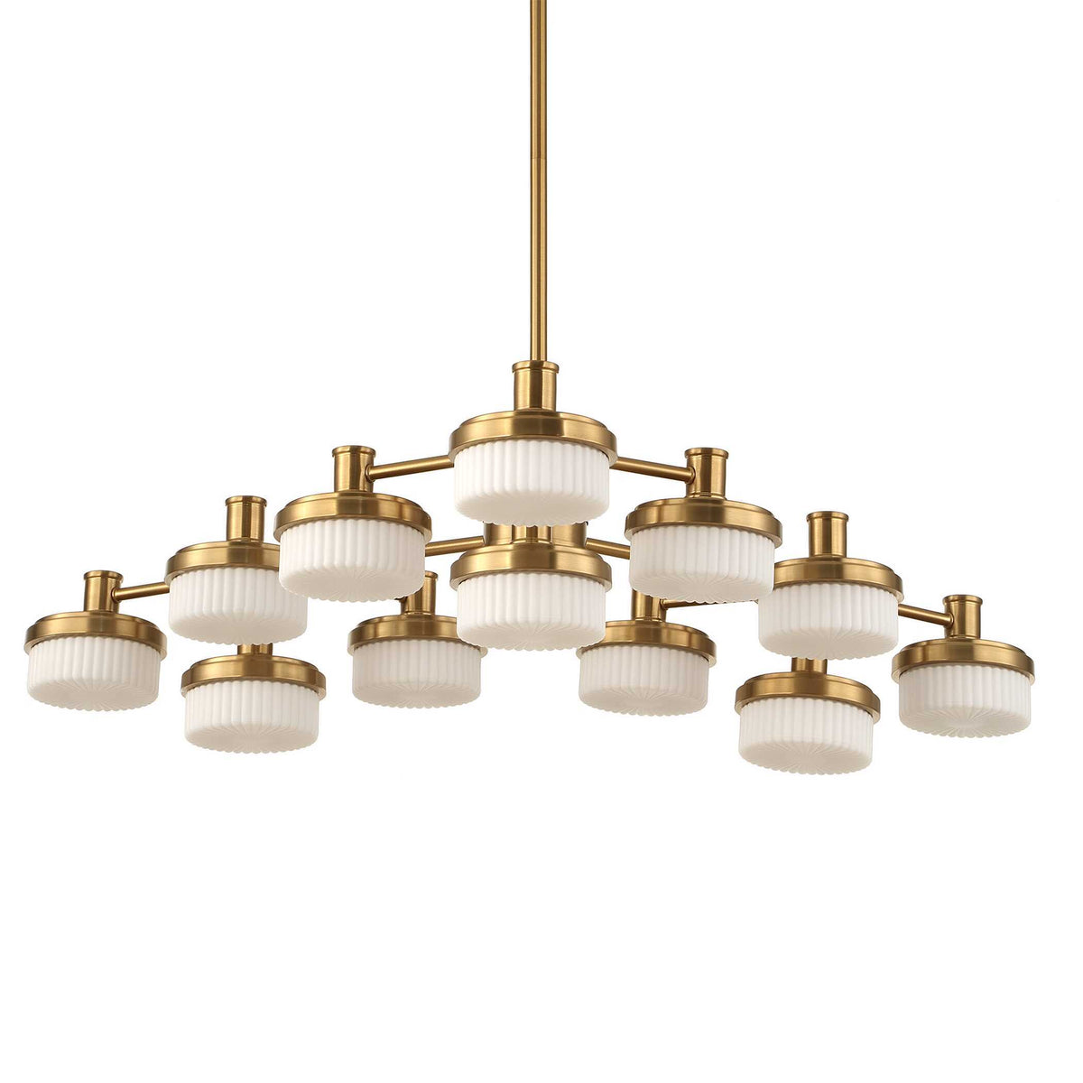 Wedge 12 Light LED Brass Chandelier White / Gold - Gold / White by Uttermost - View 3