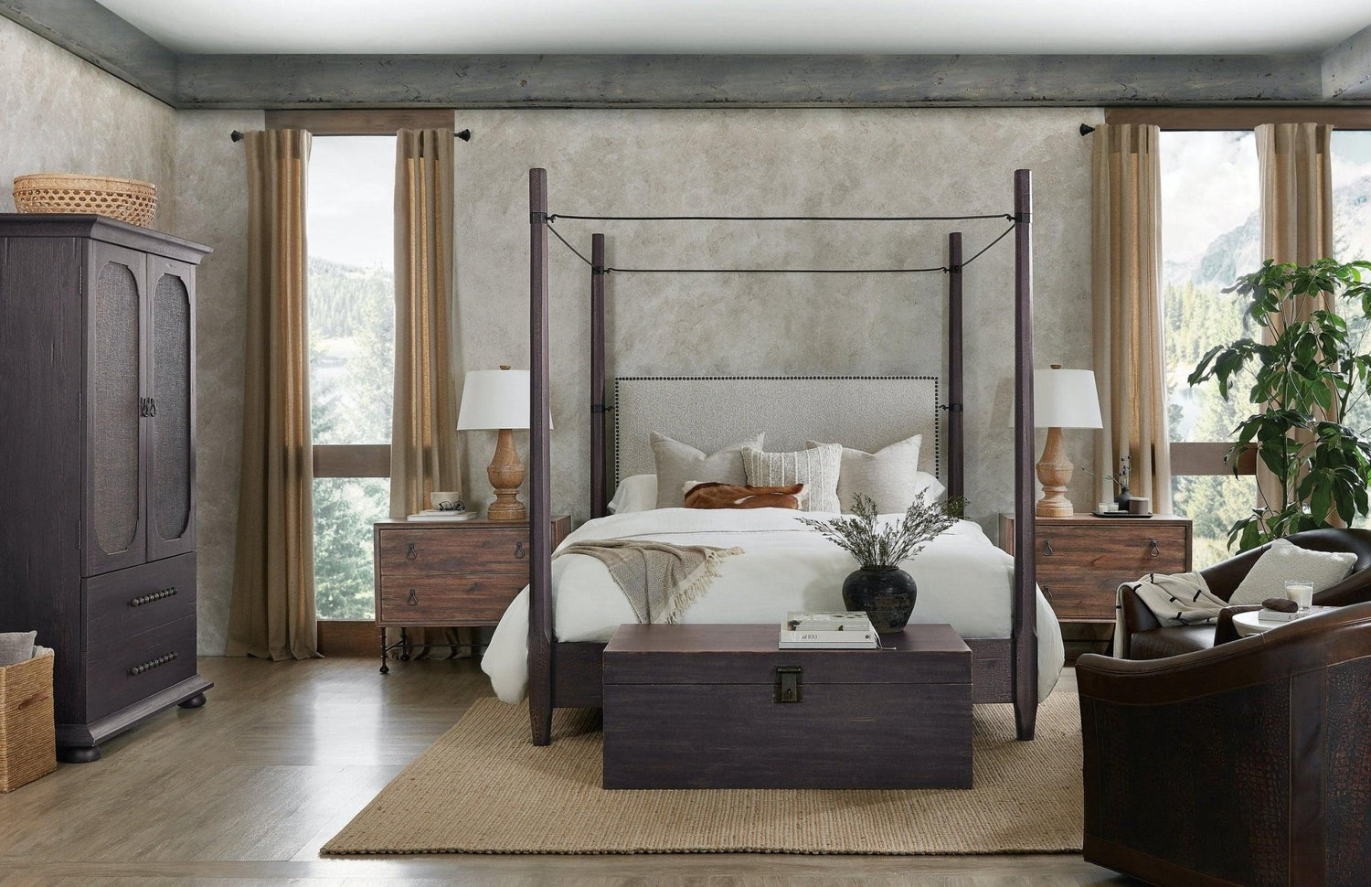 Big Sky Cal King Poster Bed With Canopy - | Hooker | Home Elegance USA