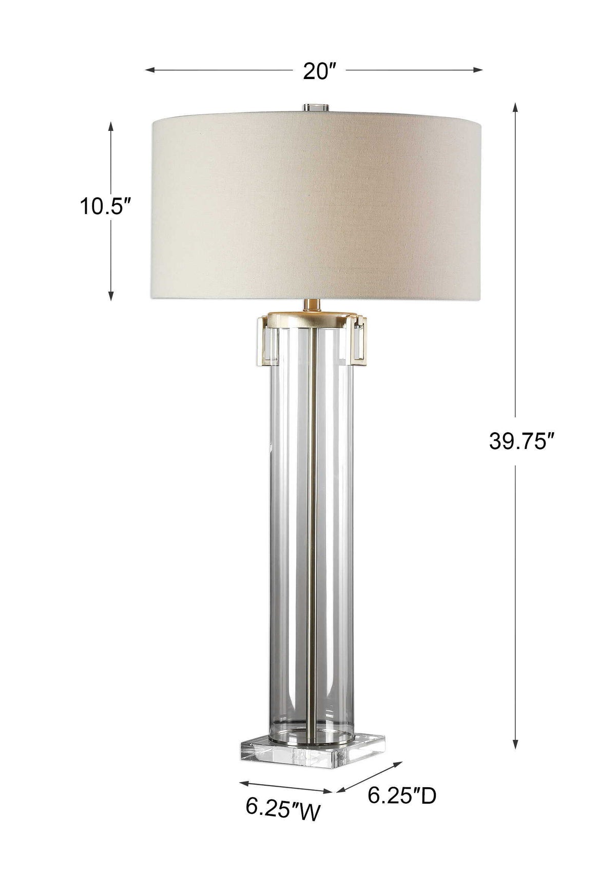 Monette Tall Cylinder Lamp - Silver / Beige by Uttermost - View 3