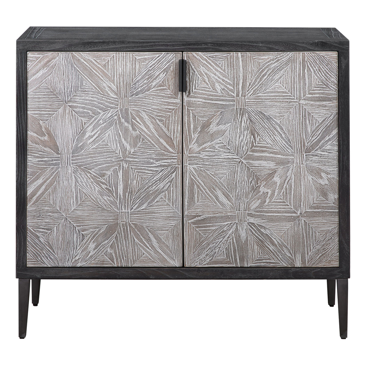 Laurentia 2 Door Accent Cabinet Black & Silver - Black / Silver by Uttermost - View 1
