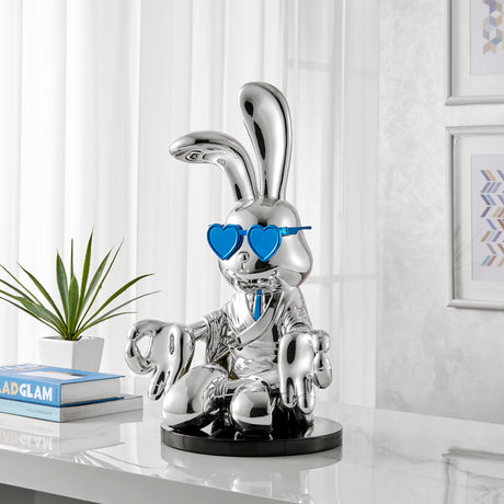 Sitting Rabbit with Blue Tie and Glasses  | Finesse