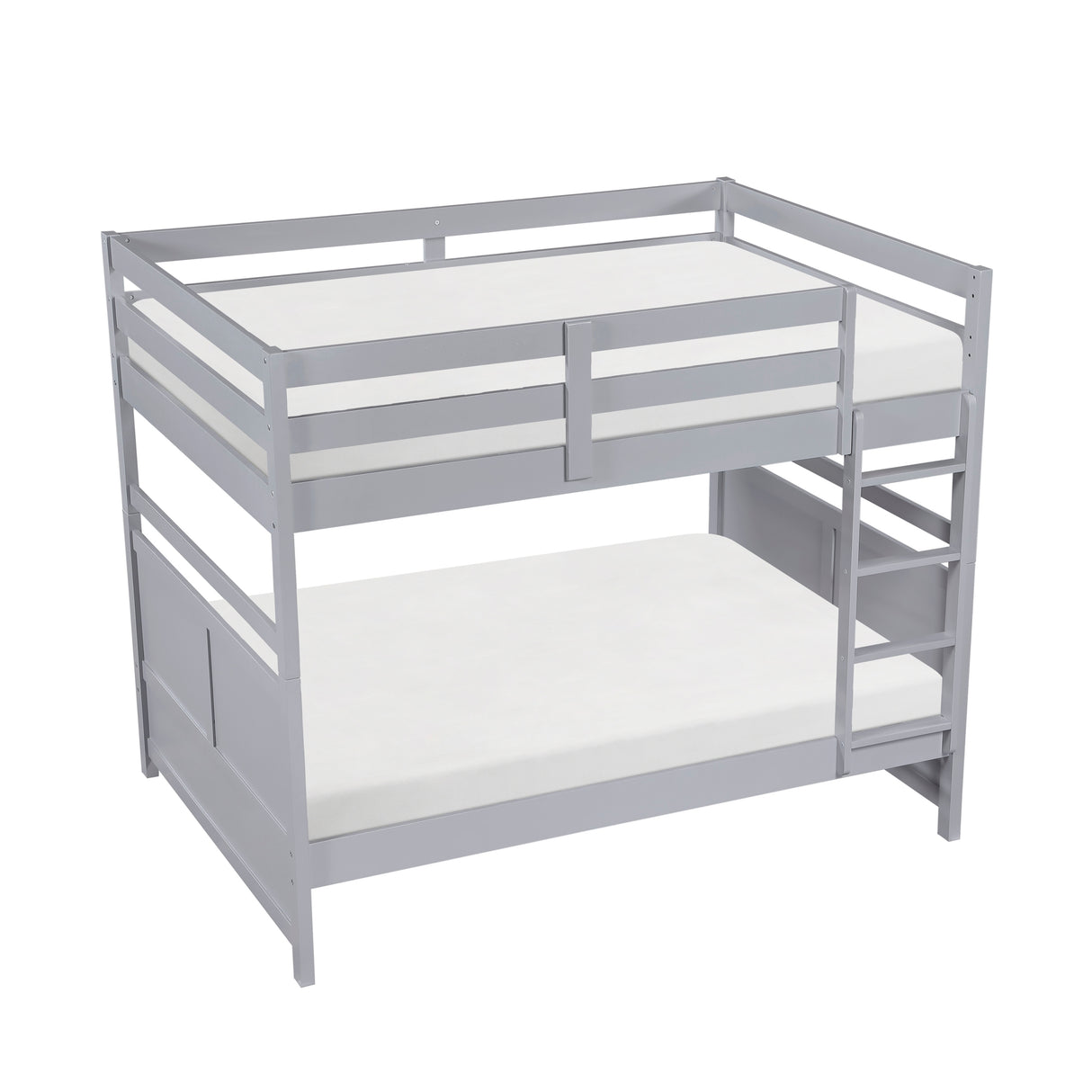 Bunk Bed Full Over Full Gray Finish Sturdy Wood Frame Guard Rails Youth Bedroom Furniture 1pc - sold by Home Elegance USA