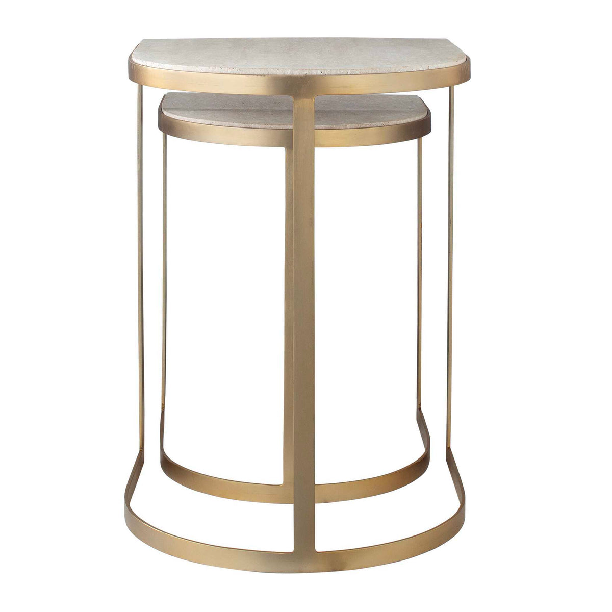 Lindon Travertine Nesting Tables Set - Gold / White by Uttermost - View 7