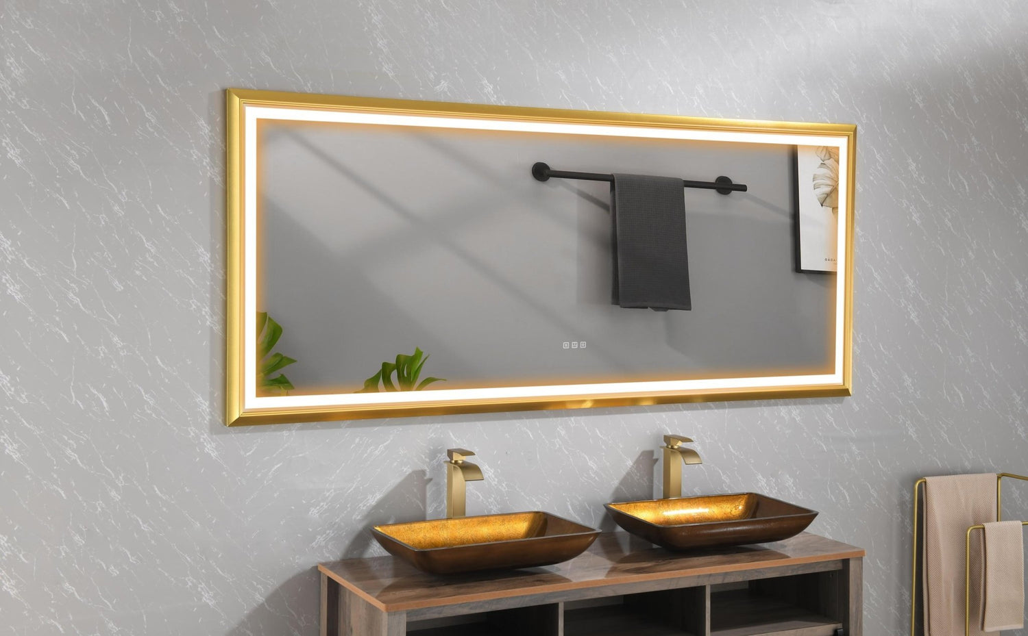 84in. W x 48in. H Oversized Rectangular Black Framed LED Mirror Anti - Fog Dimmable Wall Mount Bathroom Vanity Mirror HD Wall Mirror Kit For Gym And Dance Studio 48X84Inches With Safety Ba | Home Elegance USA