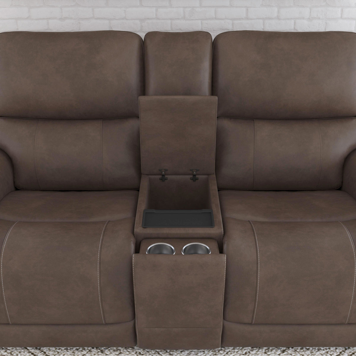 Carter Power Reclining Loveseat With Console & Power Headrests & Lumbar - Cappuccino | Flexsteel