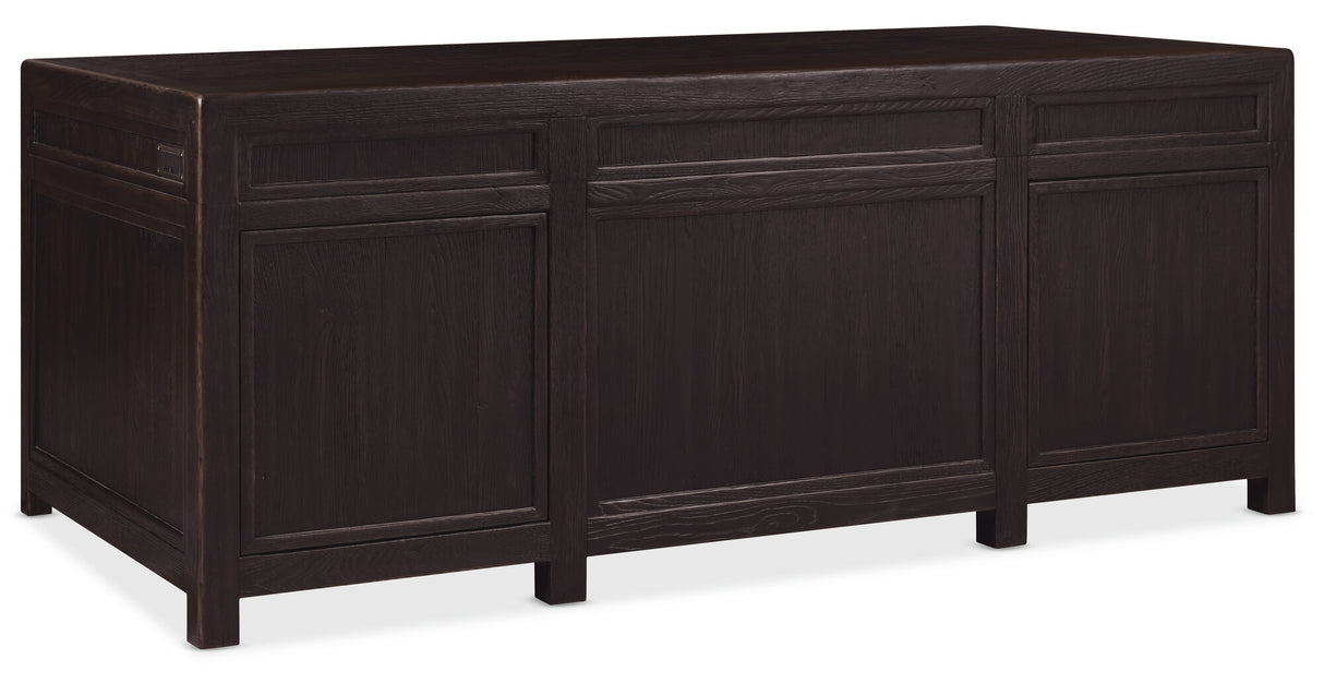 Dark brown wooden storage bench on a white background