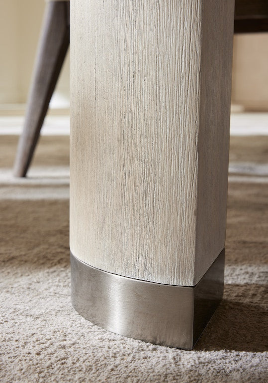 Hooker Furniture Modern Mood dining table metal leg banding detail