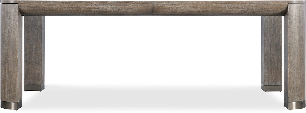 Modern Mood leg dining table in dark wood finish with 24-inch leaf extended