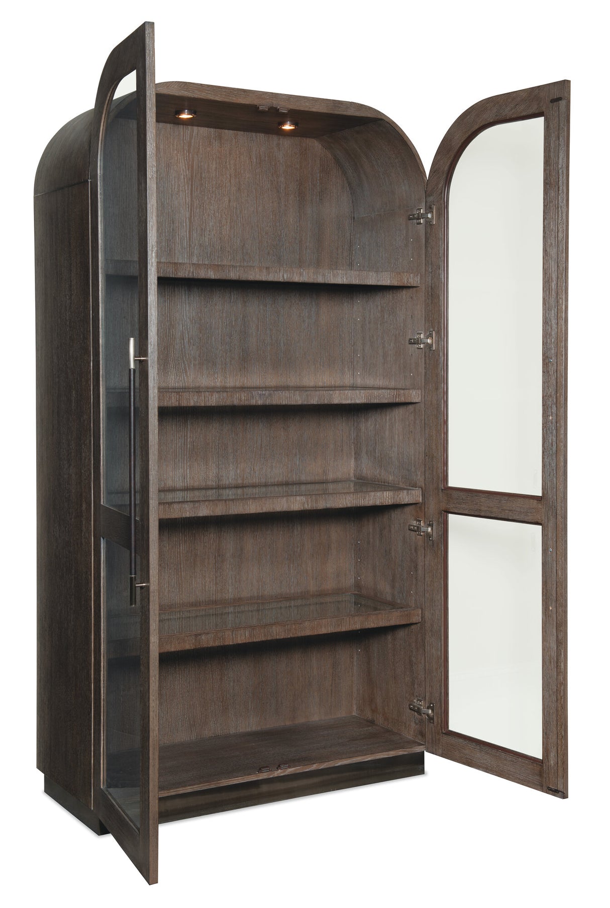 Modern Mood Display Cabinet by Hooker Furniture in Oak Veneers & Pewter Accents