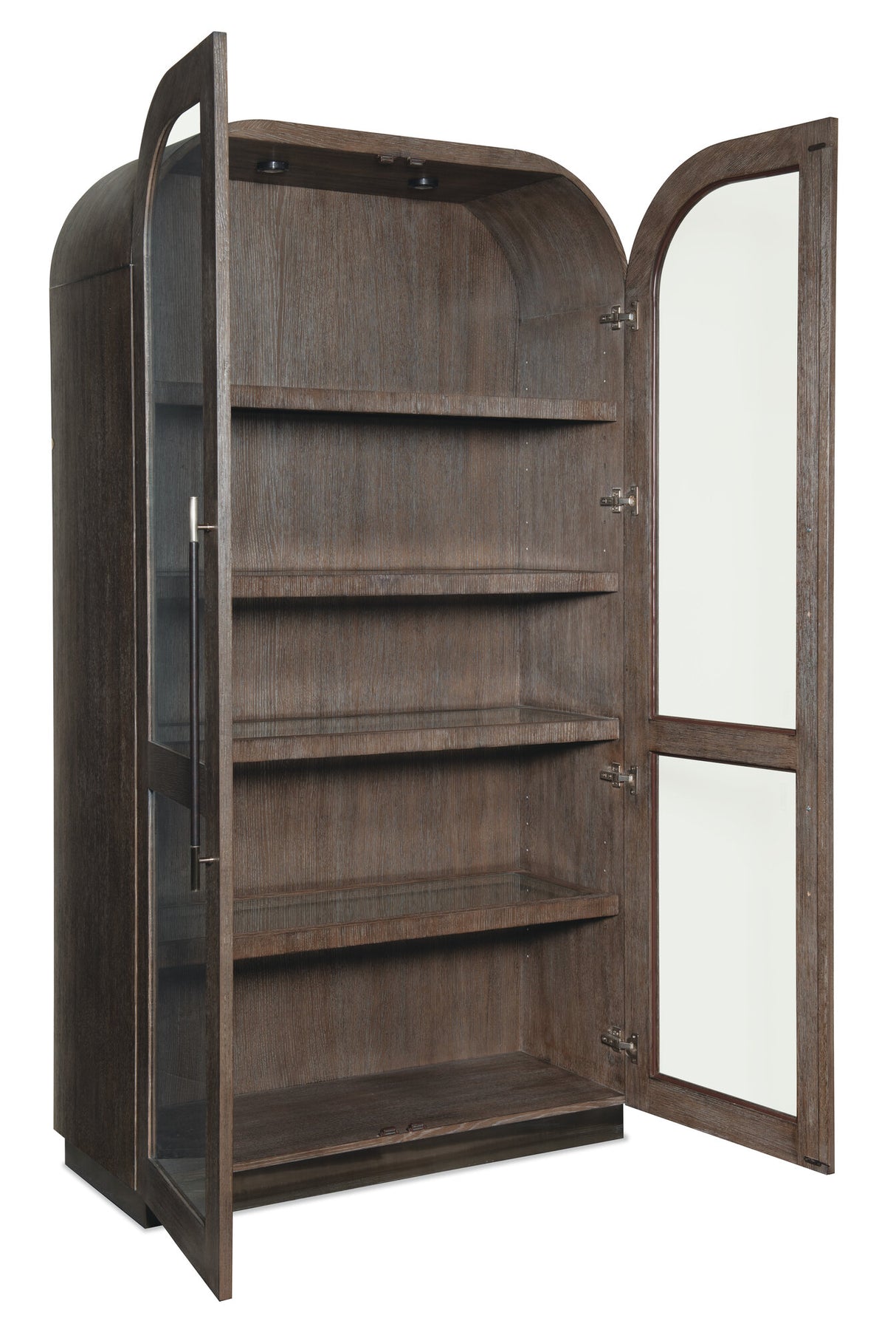 Modern Mood Display Cabinet by Hooker Furniture in Oak Veneers & Pewter Accents