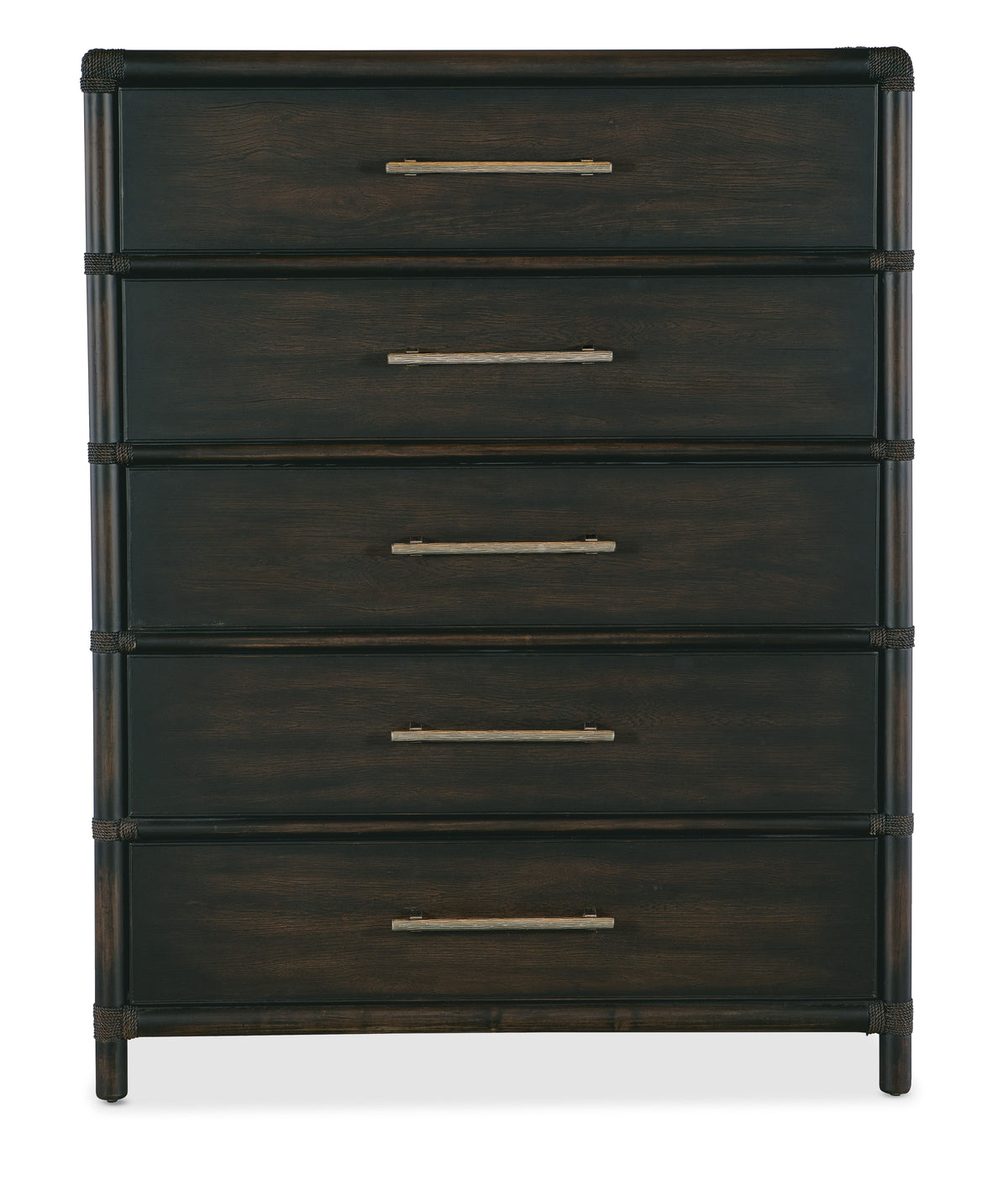 Retreat Pole Rattan Five-Drawer Chest - Black / Dark Brown by Hooker Furniture - View 2