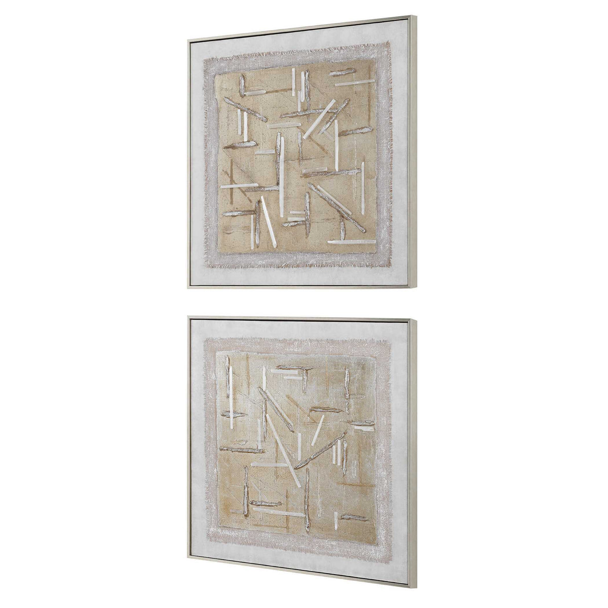 Unpredictable Hand Painted Canvases (Set of 2) - Gray by Uttermost - View 4