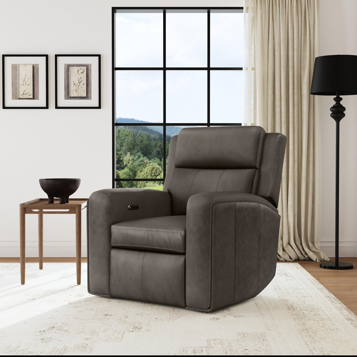 Wyatt Power Recliner With Power Headrest & Lumbar - Gunmetal | Flexsteel