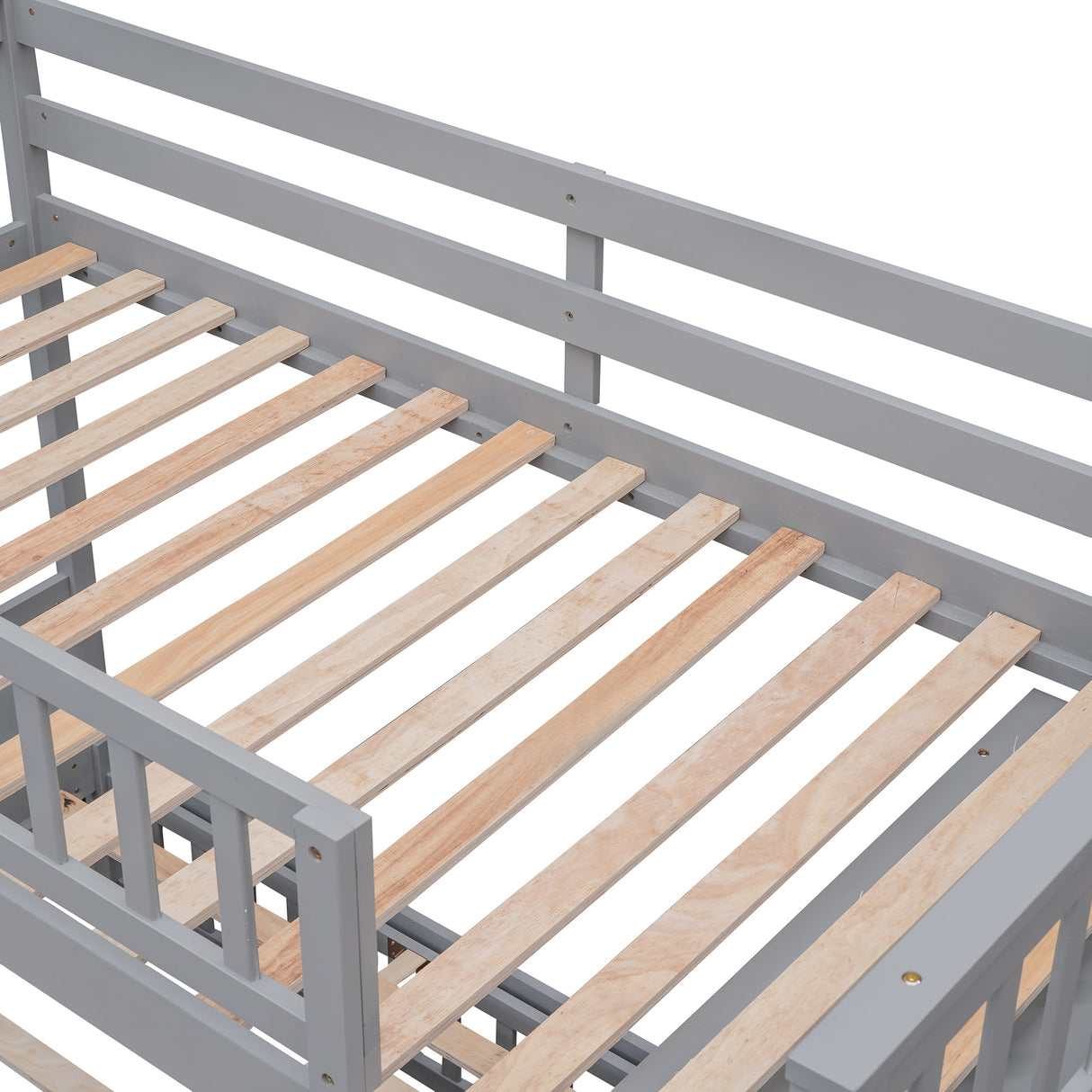 Wooden Twin Over Full Bunk Bed With Six Drawers And Flexible Shelves,Bottom Bed With Wheels,Gray(OLD SKU:LP000531AAE) - sold by Home Elegance USA