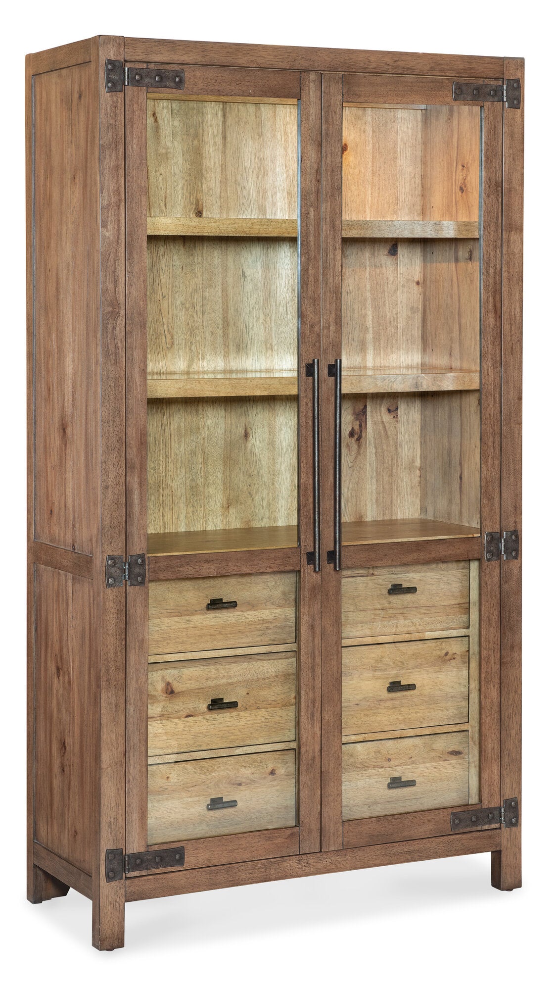 Vineyard Row Display Cabinet by Hooker Furniture in Pecky Hickory & Sonoma Finish