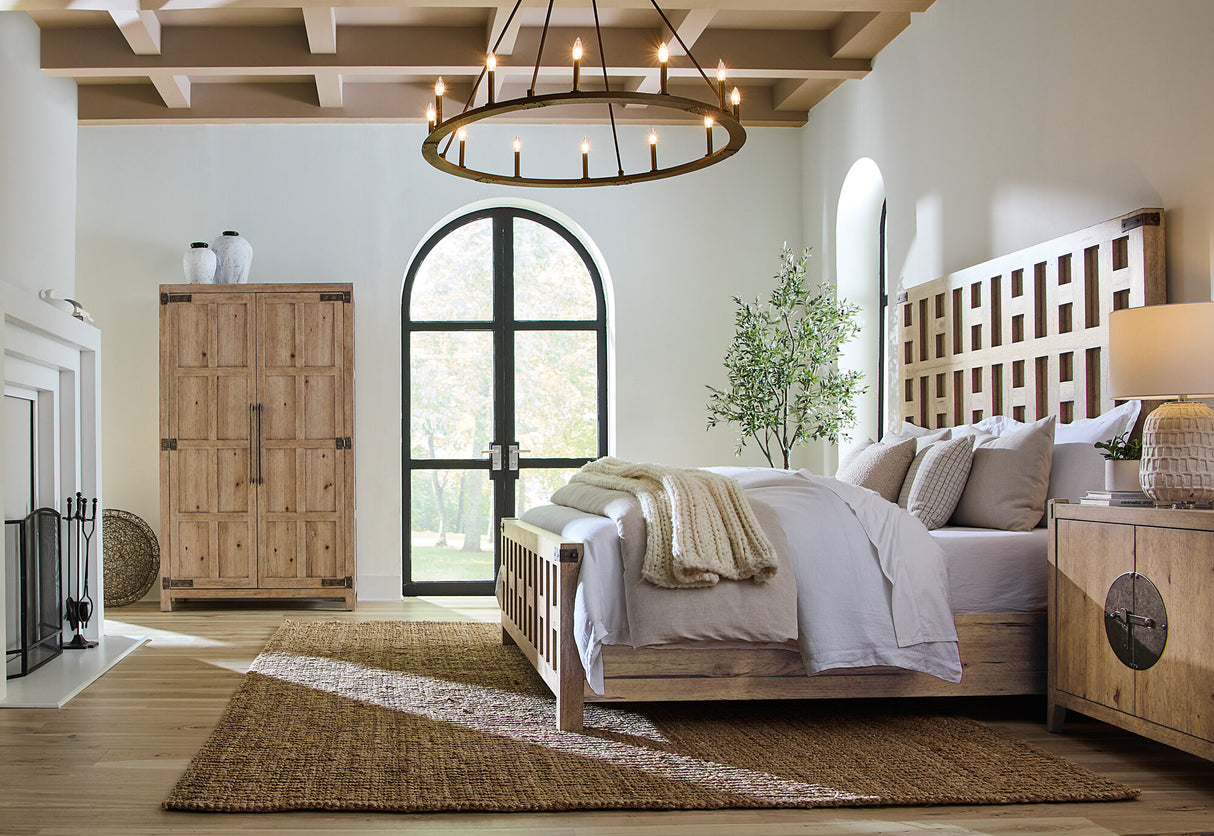 Vineyard Row Wardrobe by Hooker Furniture in Pecky Hickory & White Oak Veneers