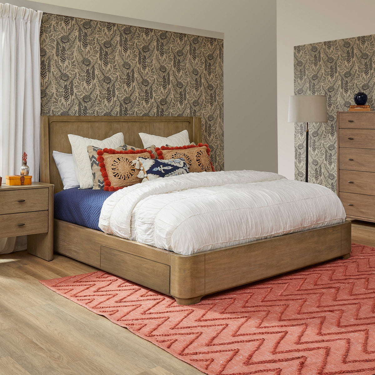 Normandy King Panel Storage Bed - Light Brown | Flexsteel