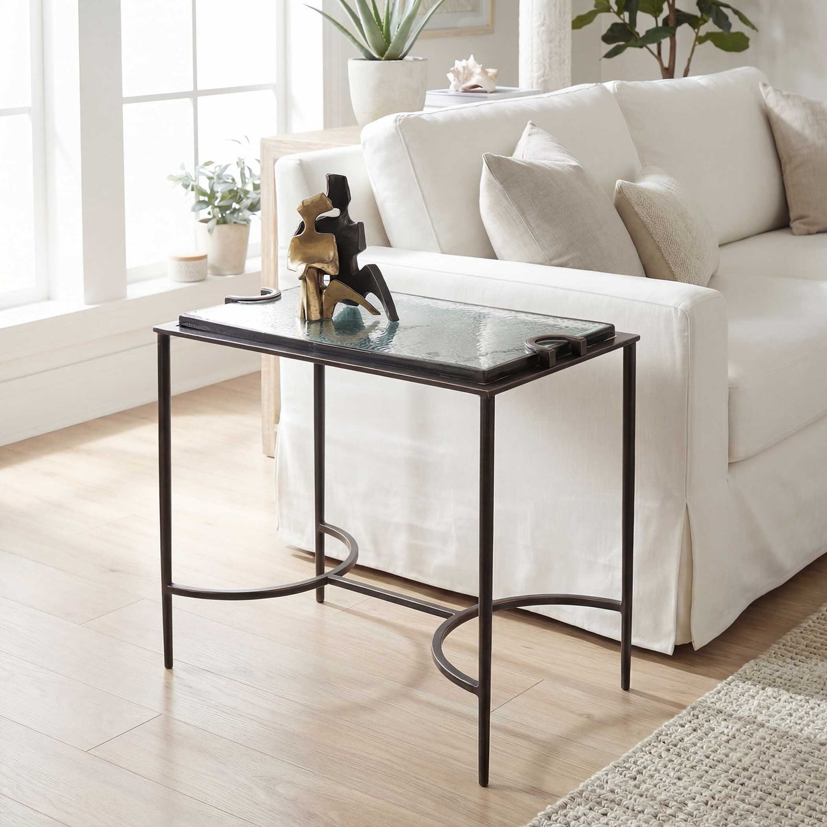 Eisen Textured Glass Accent Table - Bronze by Uttermost - View 2